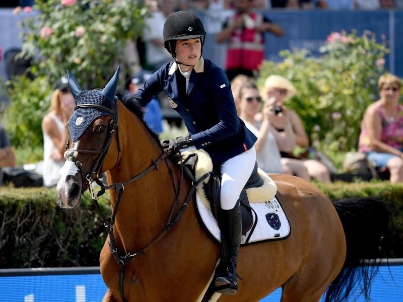 US-Reiterin Jessica Springsteen gewann die Global Champions Tour in Saint Tropez. Foto (Archiv): Britta Pedersen Foto: Britta Pedersen