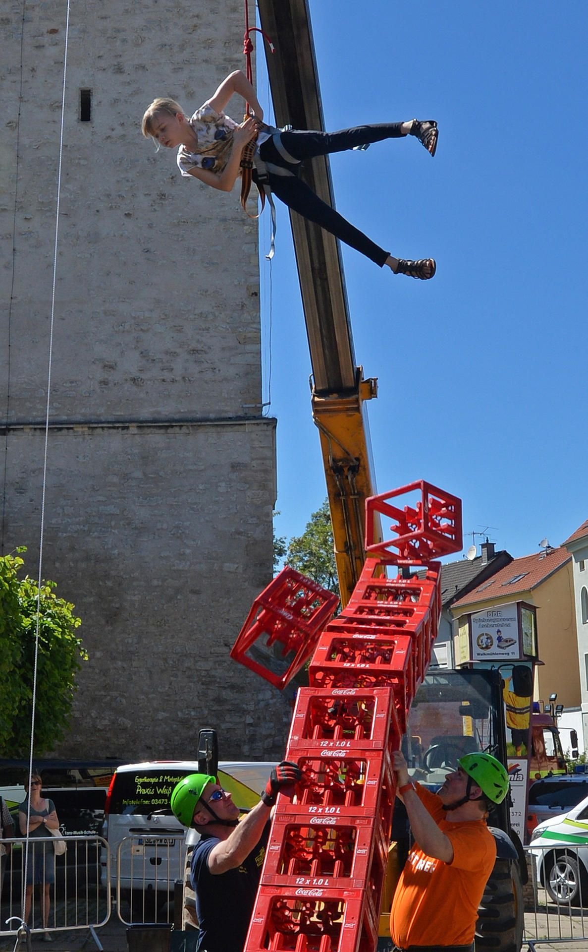 Vergangenes Jahr am Johannisturm in Aschersleben, 2018 auf der Herrenbreite: wagemutige Kletterer.