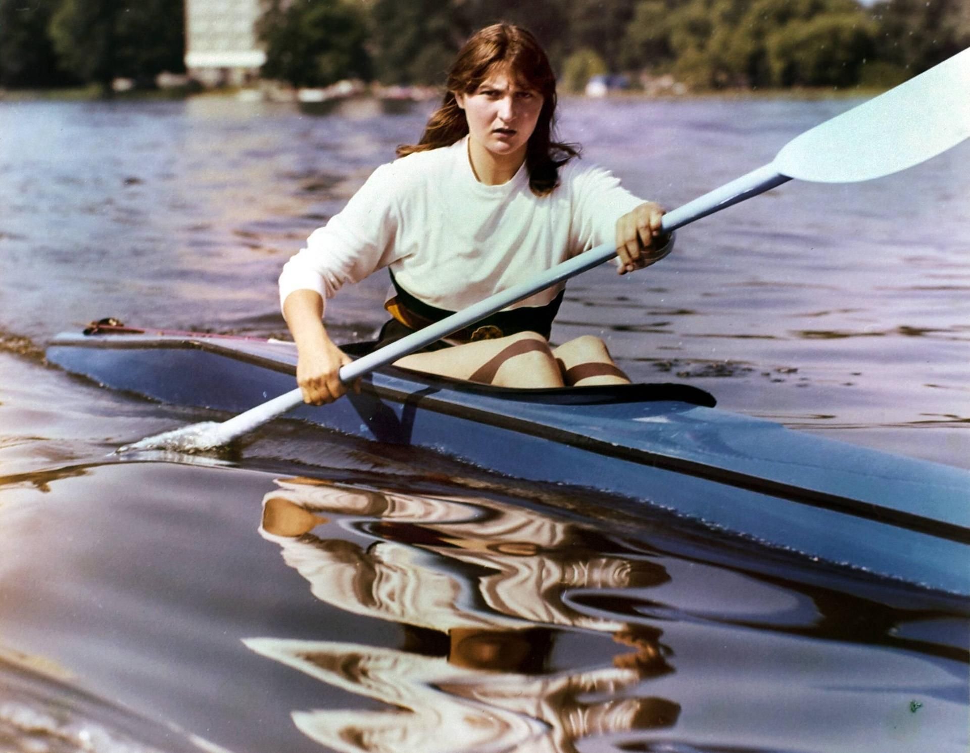 Birgit Fischer als junges Ruder-Talent 1980 für die DDR.