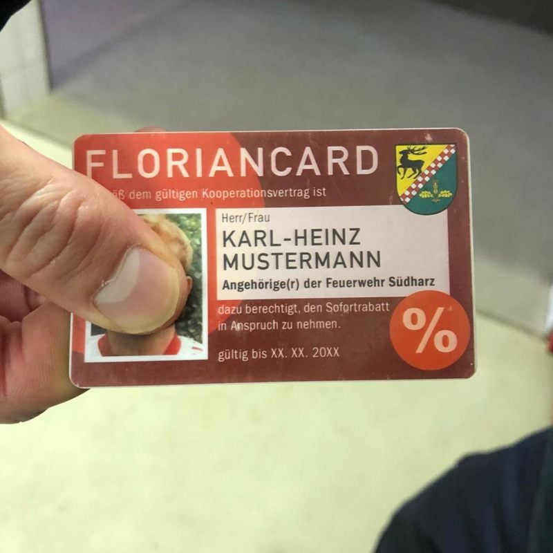 Die Floriancard der Gemeinde Südharz.