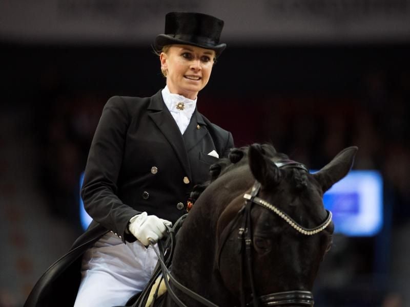 Jessica von Bredow-Werndl gewann auf Unee die Kür in Wiesbaden. Foto: Line Skaugrud Landevik/Bildbyran via ZUMA Press