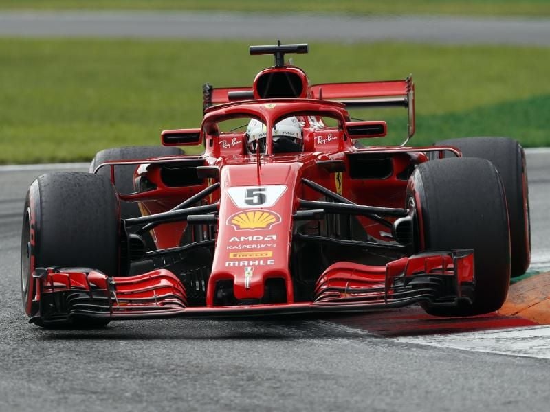 Sebastian Vettel vom Team Scuderia Ferrari beginnt beim Großen Preis von Italien von Startplatz Zwei. Foto: Antonio Calanni/AP