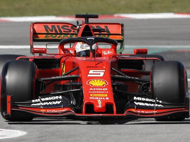 War im ersten Training in Barcelona nur Zweitschnellster: Sebastian Vettel in seinem Ferrari. Foto: Joan Monfort/AP