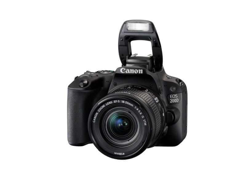 Mehr als nur ein Blitz: Canons neue APS-C-Spiegelreflex EOS 200D hat auch n-WLAN, NFC und Bluetooth an Bord. Foto: Canon/dpa-tmn