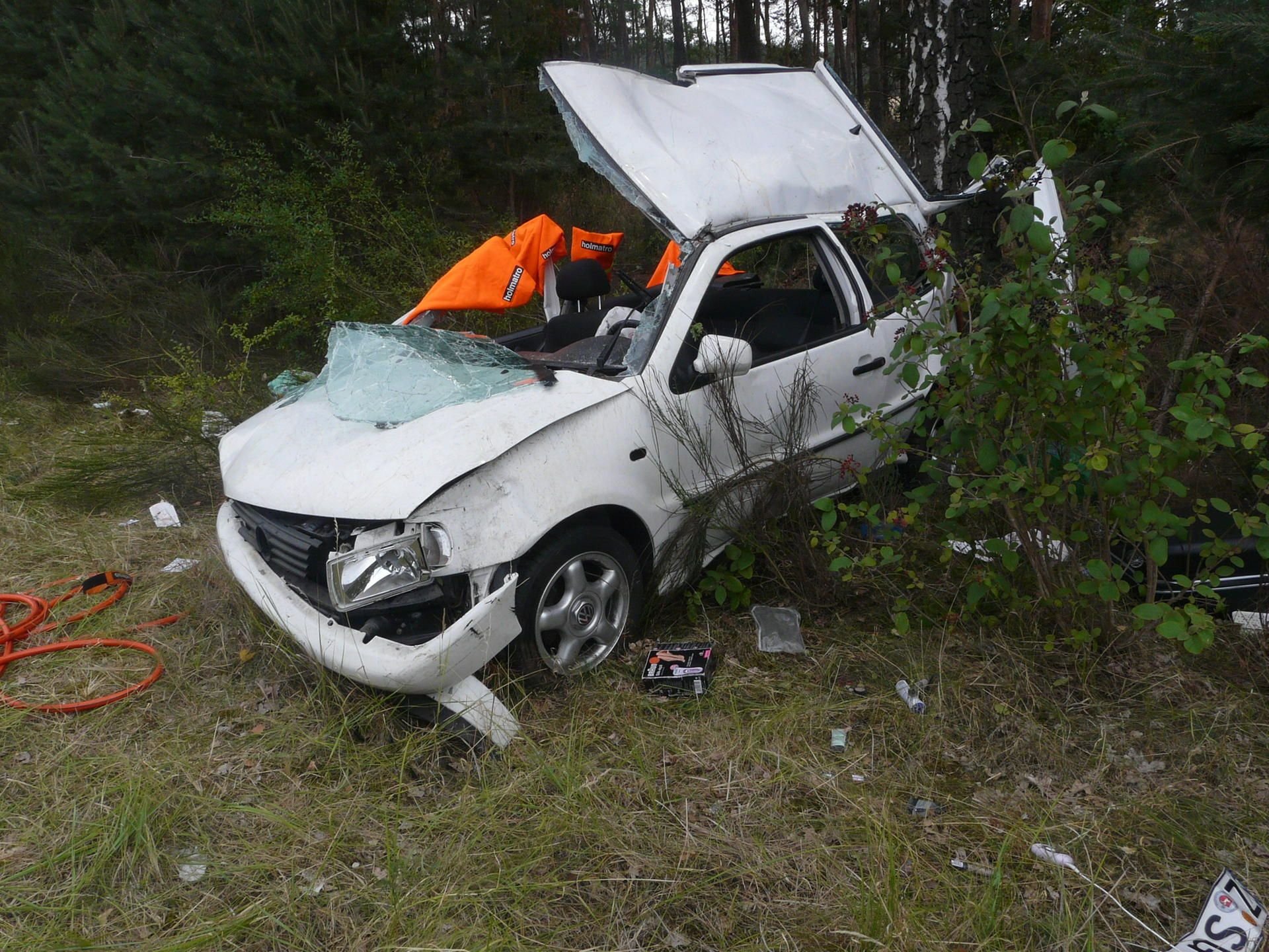 Der Fahrer wurde bei dem Unfall leicht verletzt. Zwei weitere Insassen trugen schwere Verletzungen davon.