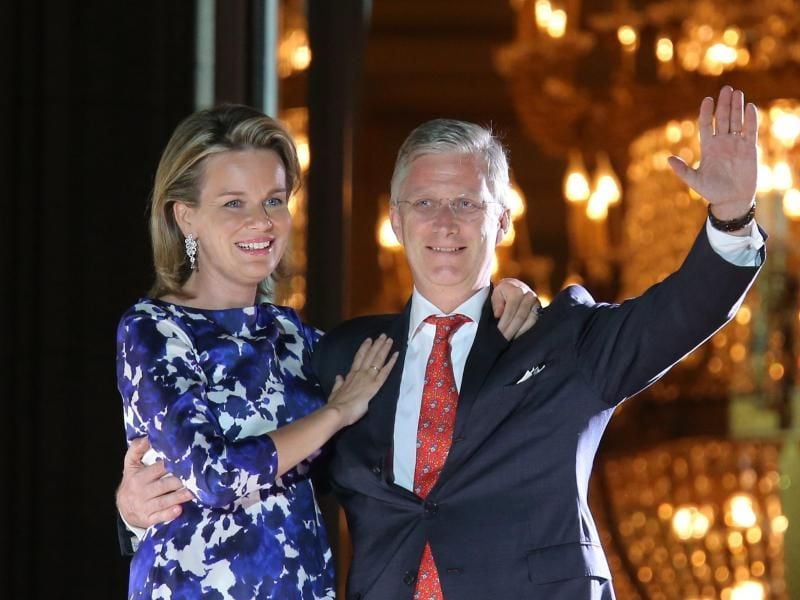 König Philippe von Belgien und Königin Mathilde am Tag der Amtseinführung. Foto: Olivier Hoslet