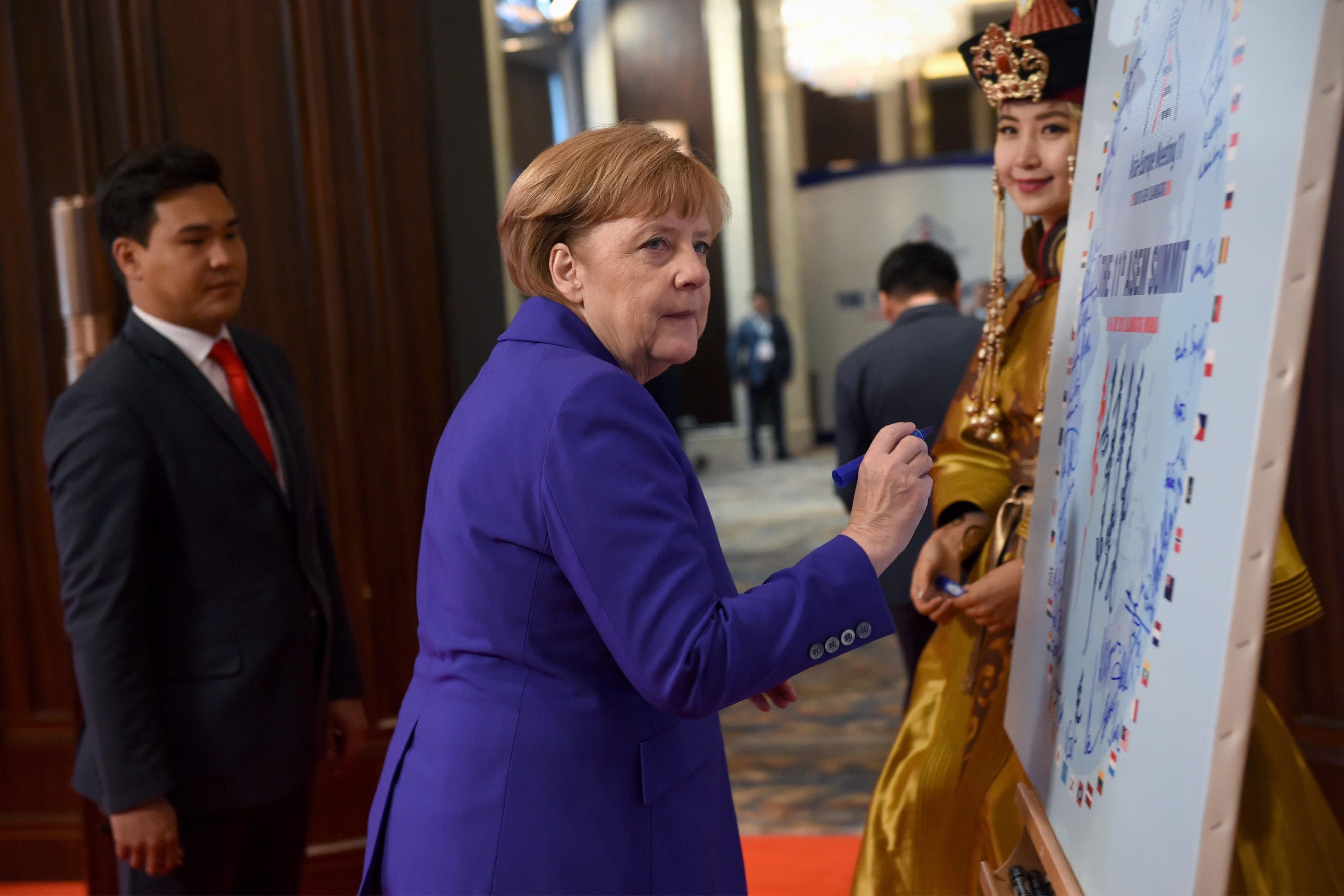 Angela Merkel auf dem Asem-Gipfel.