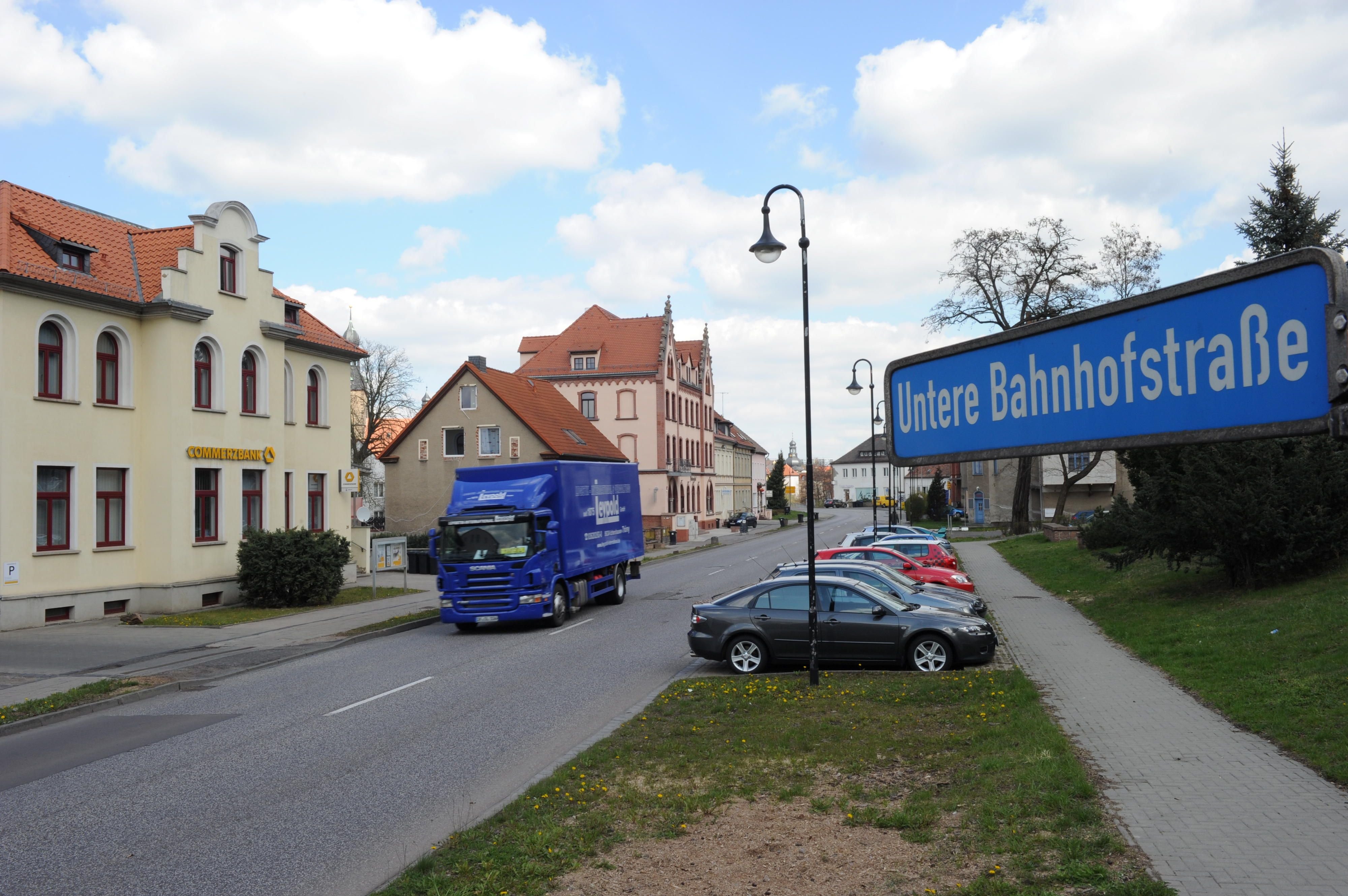 Blick auf die Untere Bahnhofstraße in Hettstedt