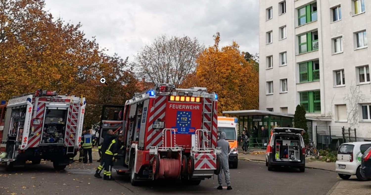 Feuerwehreinsatz an der Wohnanlage in Halle-Trotha