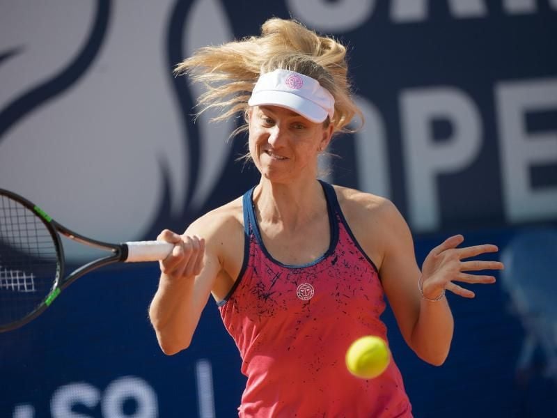 Mona Barthel unterliegt in Lugano im Viertelfinale der Belgierin Elise Mertens. Foto: Pablo Gianinazzi/KEYSTONE/TI-PRESS