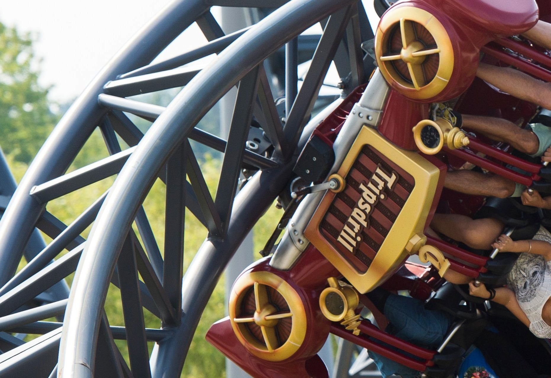 Eine Achterbahn fährt im Erlebnispark Tripsdrill