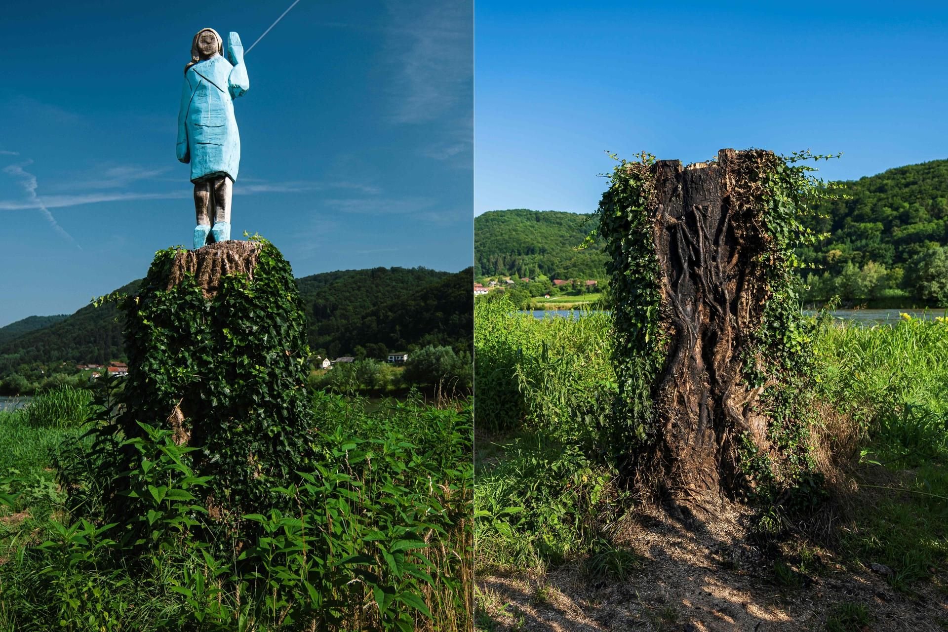 Die aus Holz gefertigte Statue zeigte Melania Trump und stand in ihrem Geburtsort in Slowenien.