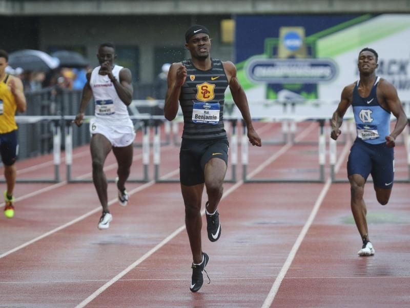 Rai Benjamin rannte die Stadionrunde in Eugene (Oregon) in 47,02 Sekunden. Foto: Andy Nelson