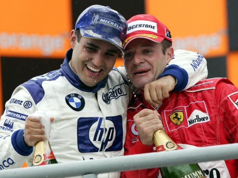 Die Zeiten auf dem Formel-1-Treppchen sind für Juan Pablo Montoya und Rubens Barrichello schon lange vorbei. Foto: Roland Weihrauch