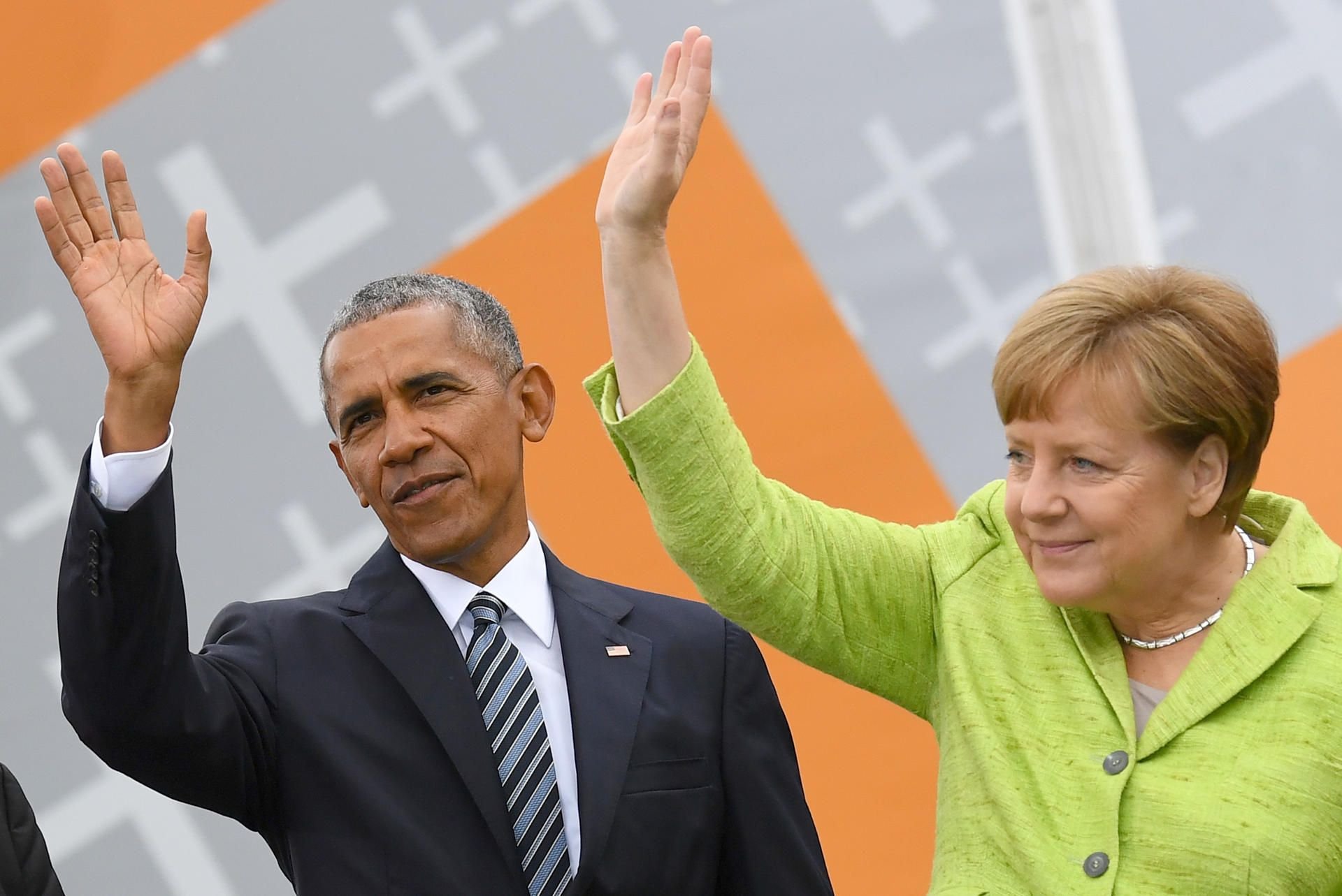 Bundeskanzlerin Angela Merkel mit Barack Obama, dem Ex-Präsidenten der USA.