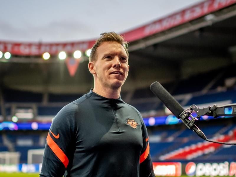Julian Nagelsmann stellte sein Team offensiv auf. Foto: Motivio/Thomas Eisenhuth/RB Leipzig/dpa