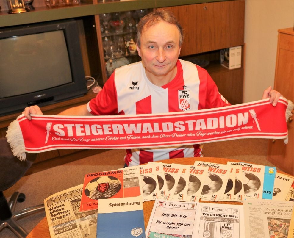 Frank Jordan aus Edersleben ist eingefleischter Erfurt-Fan.