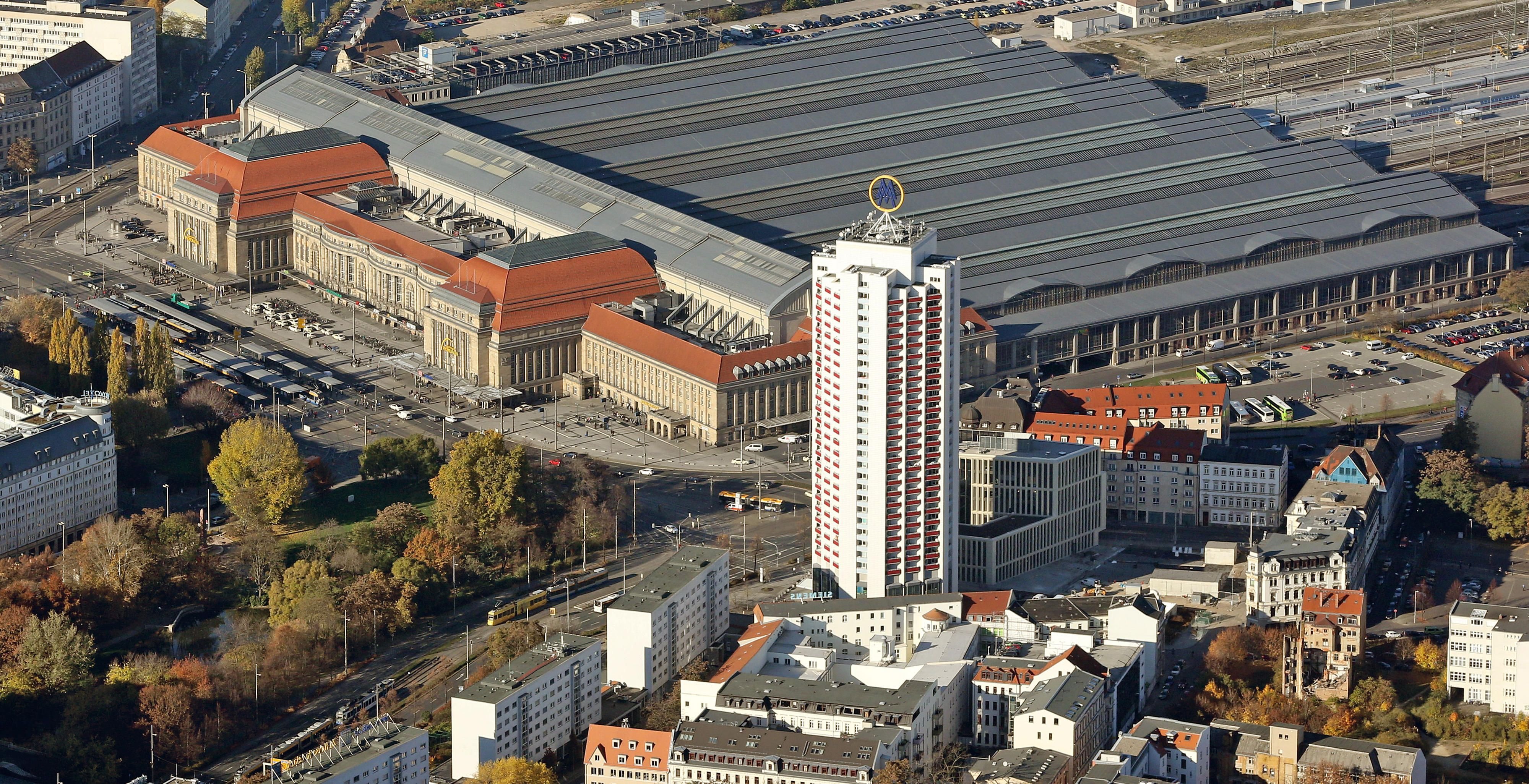 Blick auf den Hauptbahnhof Leipzig