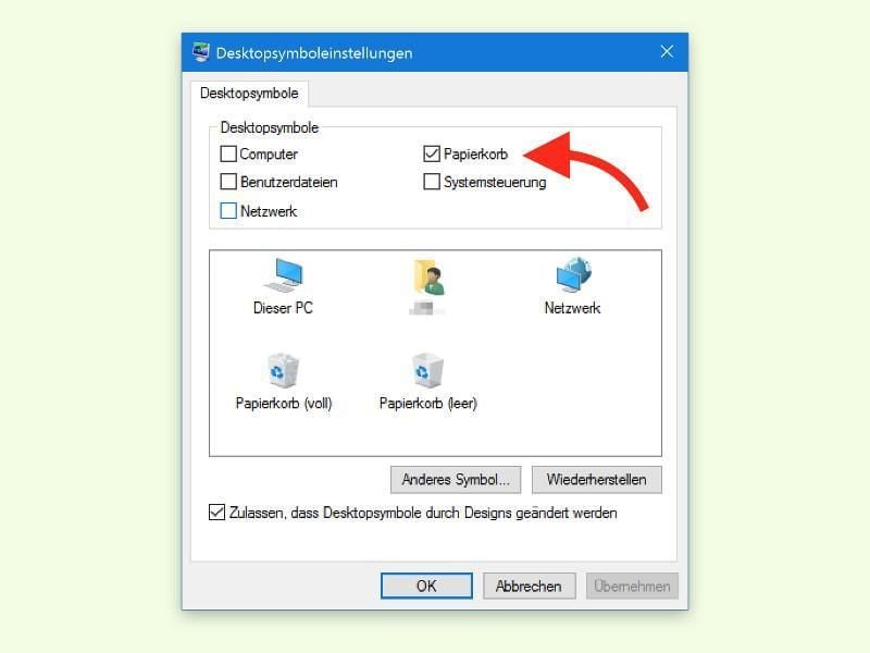 Versehentlich gelöscht: Wie bekommen Windows-10-Nutzer das Papierkorb-Symbol wieder auf den Desktop? Foto: dpa-infocom