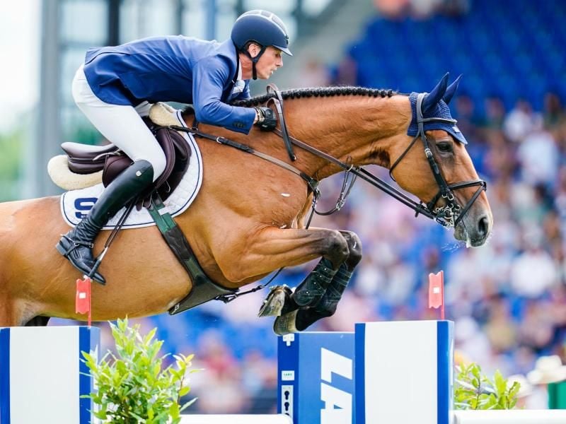 Springreiter Daniel Deußer auf seinem Pferd Killer Queen. Foto: Uwe Anspach