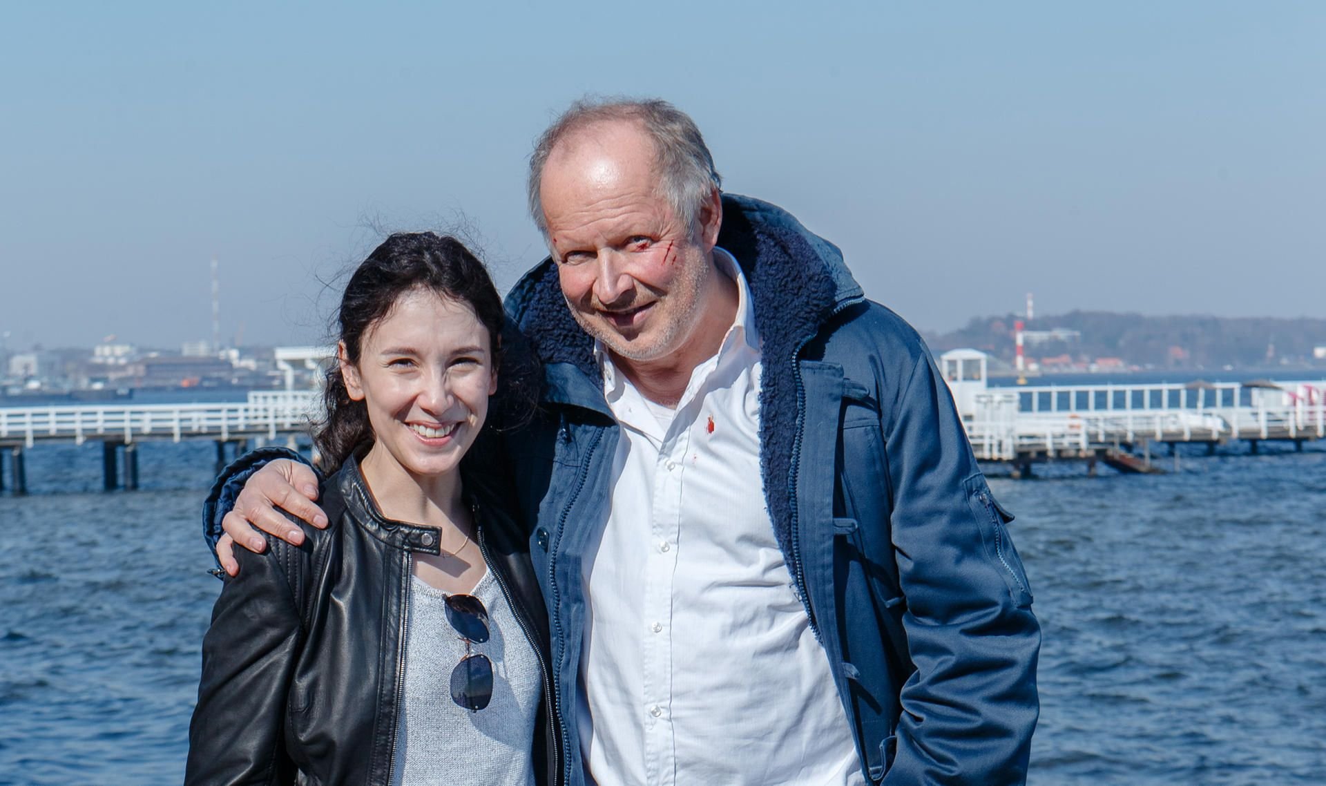 Sibel Kekilli und Axel Milberg bei Dreharbeiten für den Kieler „Tatort“.