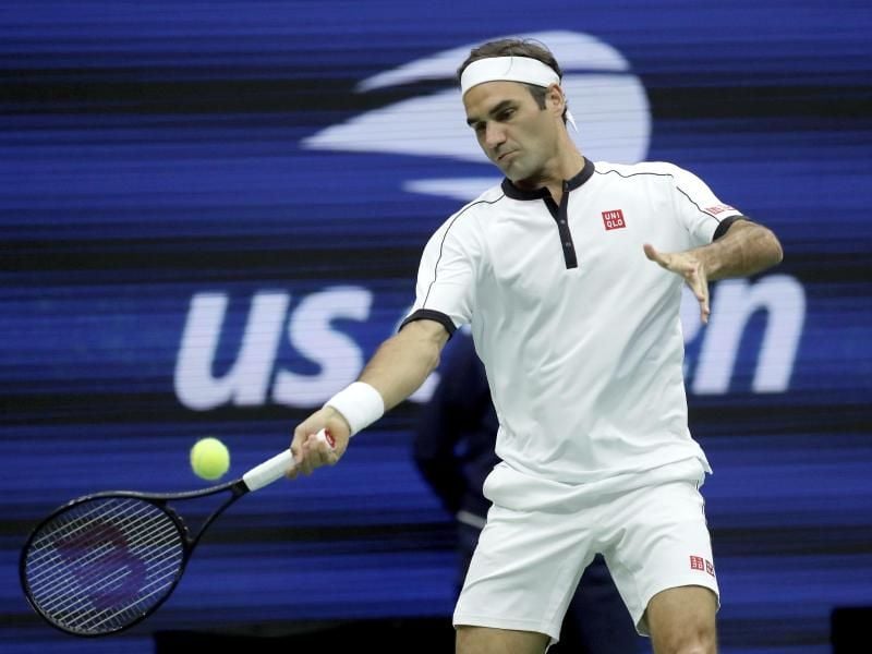 Nach anfänglichen Schwierigkeiten gegen den Bosnier Damir Dzumhur in der dritten Runden: Roger Federer. Foto: Eduardo Munoz Alvarez/AP
