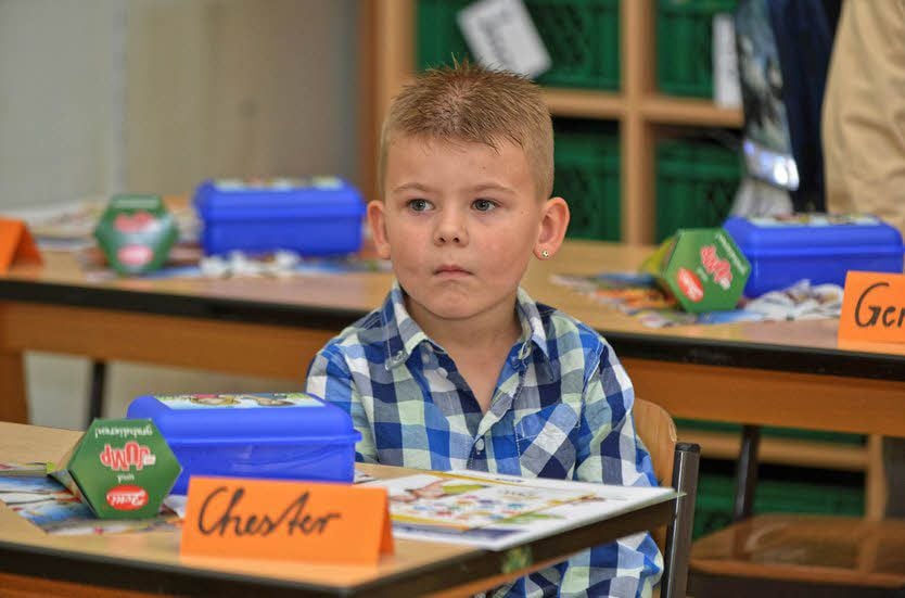 Auch der sechsjährige Chester ist jetzt ein Schulkind.