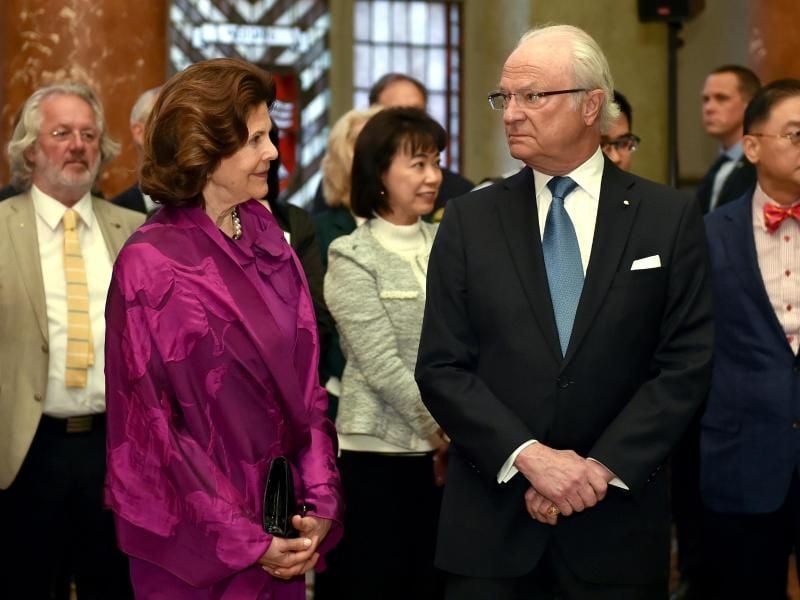 Das schwedische Königspaar, König Carl XVI. Gustaf und Königin Silvia von Schweden im Roten Rathaus. Foto: Britta Pedersen