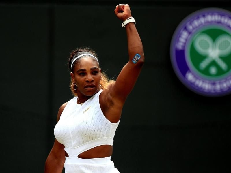 Serena Williams feiert einen Punktgewinn im Match gegen Carla Suarez Navarro. Foto: Mike Egerton/PA Wire