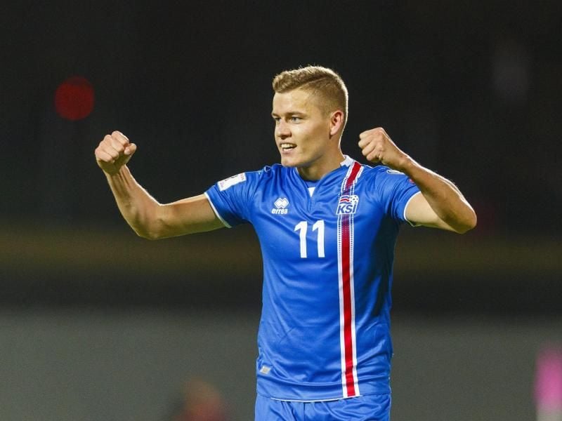 Alfred Finnbogason erzielte einen Treffer für die Isländer. Foto: Birgir Thor Hardarson/EPA