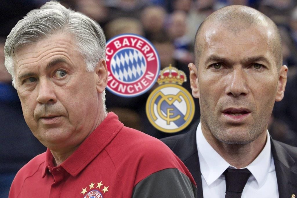 Bayern-Coach Carlo Ancelotti und Real-Trainer Zinedine Zidane