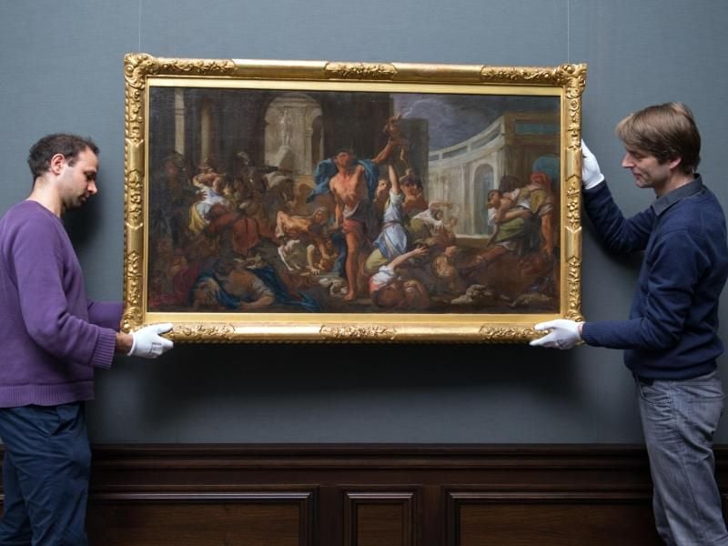Die Studie zum Gemälde "Bethlehemitischer Kindermord" von Francesco Trevisani (um 1714, 75 x 136cm in der Gemäldegalerie Alte Meister in Dresden. Foto: Arno Burgi