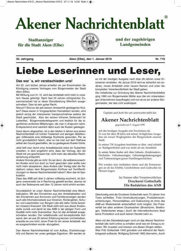 Am 1. Januar 2019 erschien die letzte Ausgabe.