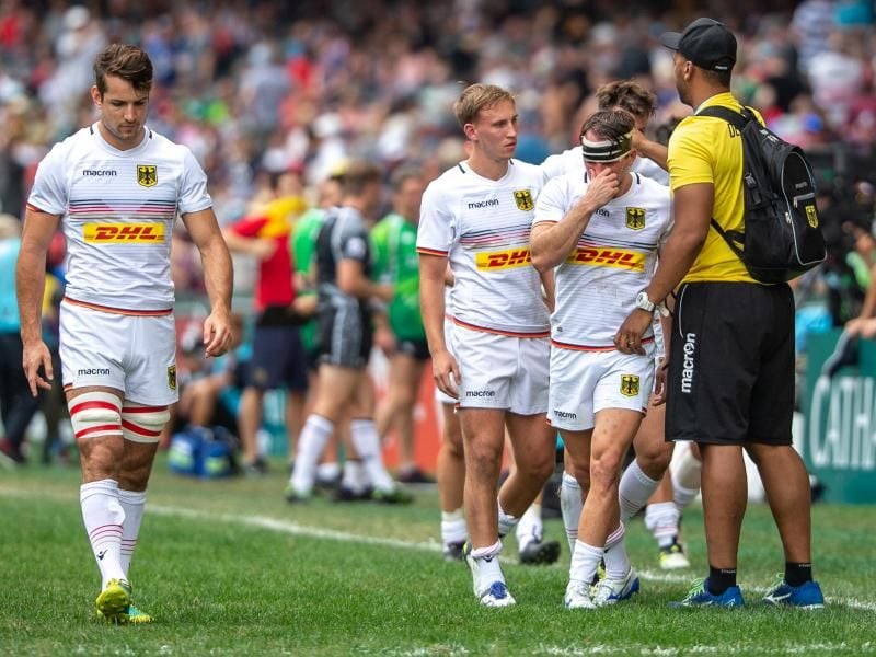 Bei den Hongkong Sevens unterlagen die deutschen Spieler Europameister Irland. Foto: Jürgen Kessler/dpa