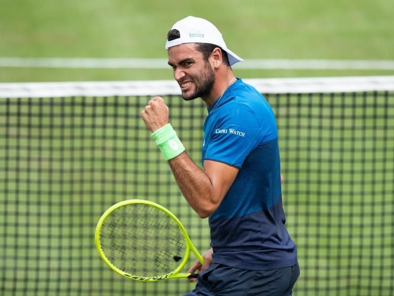 Matteo Berrettini ballt nach einem gewonnenen Ballwechsel die Faust. Foto: Silas Stein