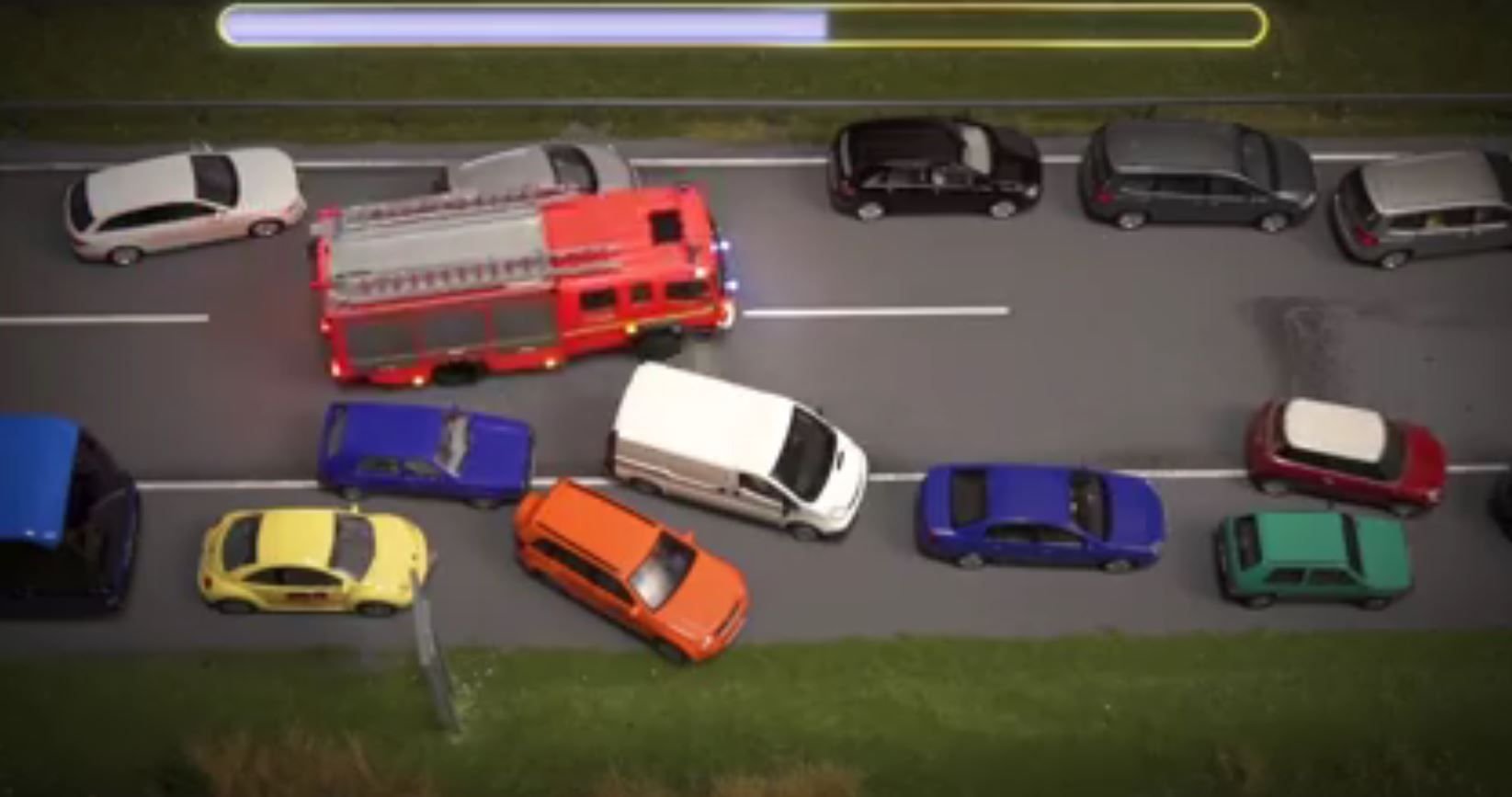 Die Macher wollen die korrekte Ausführung der Rettungsgasse zeigen.