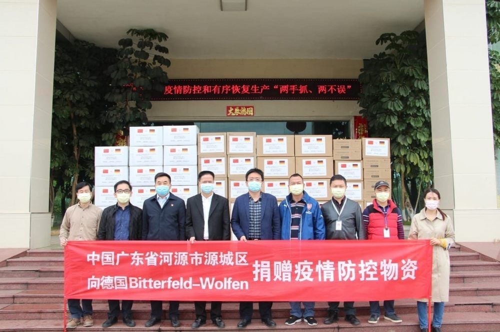 Die Spenden-Lieferung von Hilfsgütern für Bitterfeld-Wolfen wurde von Geschäftspartnern der Maba in China verpackt und auf den Weg geschickt.