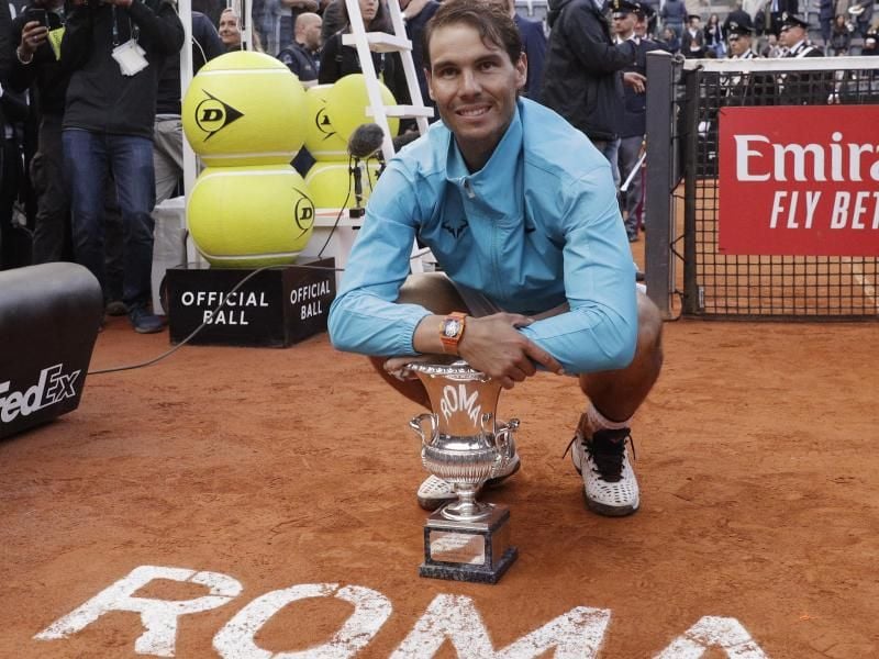Rafael Nadal hat zum neunten Mal das Turnier in Rom gewonnen. Foto: Gregorio Borgia/AP