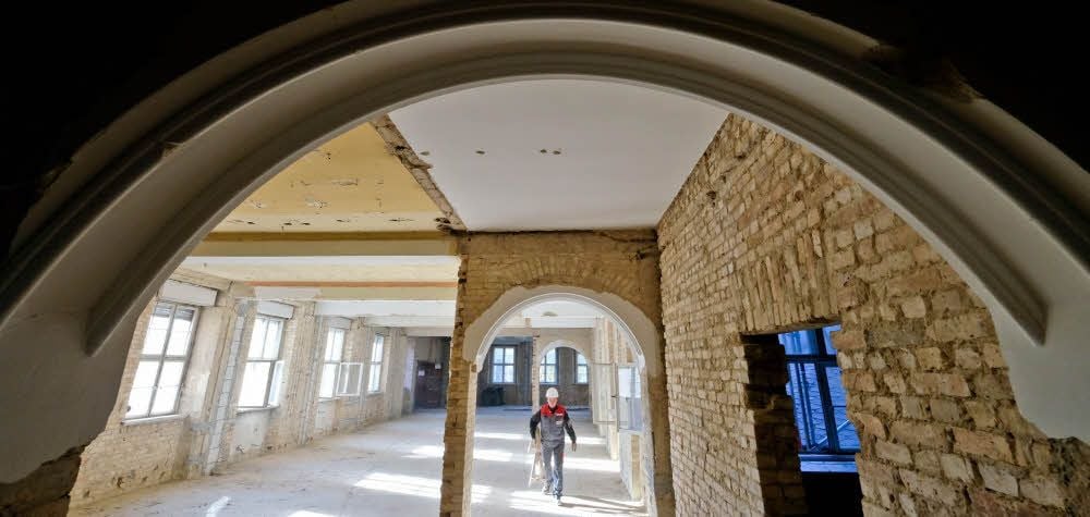 Die prägenden gestalterischen Elemente sollen im Frede-Haus auch nach der Umnutzung zum Wohnquartier erhalten bleiben.
