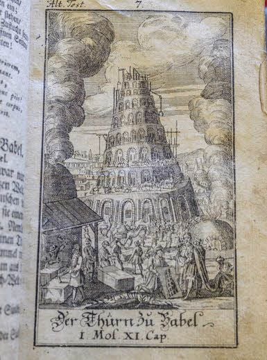 Blick ins Buch: Abbildungen wie diese (Turmbau, Babel) ergänzen die Texte.