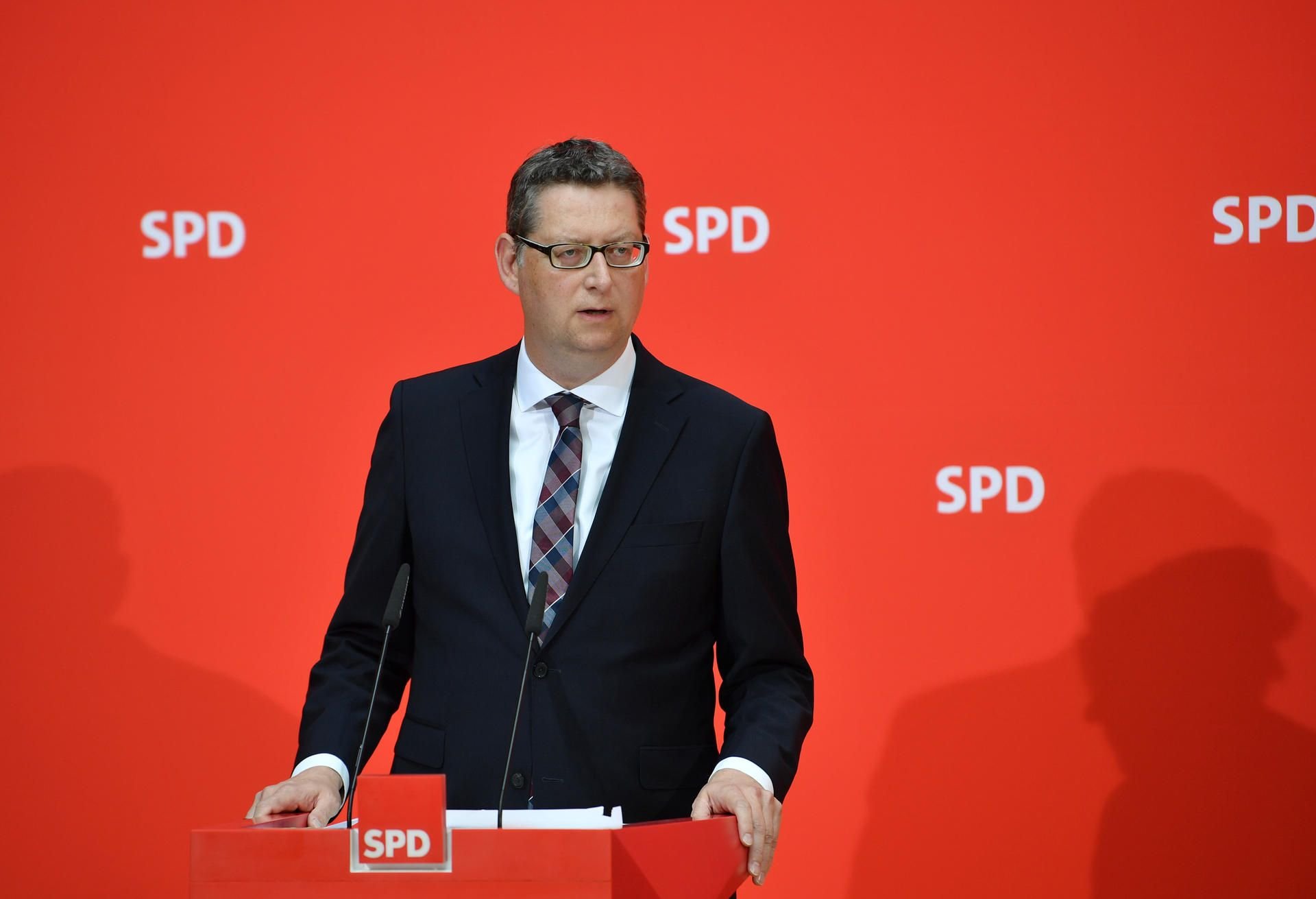 Thorsten Schäfer-Gümbel, Kommissarischer SPD-Chef, spricht während einer Pressekonferenz