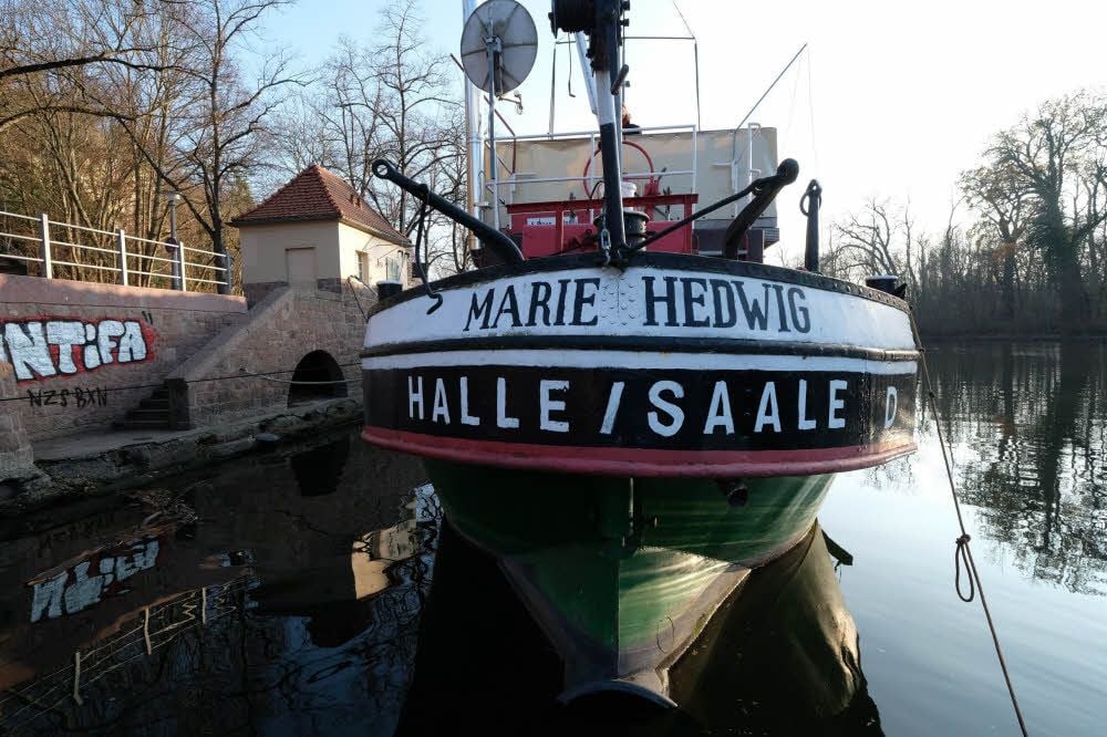 Das Heck der betagten „Marie Hedwig“, die in diesem Jahr 111. Geburtstag feiert.