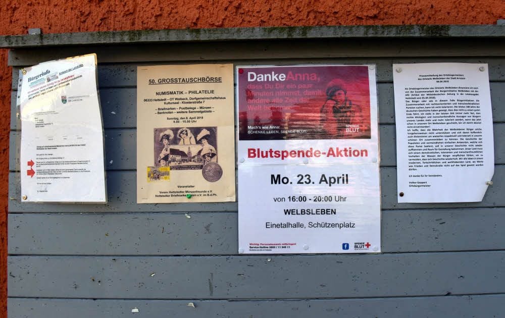 Direkt neben öffentlichen Infos hängt auch die Stellungnahme des Ortsbürgermeisters von Welbsleben.