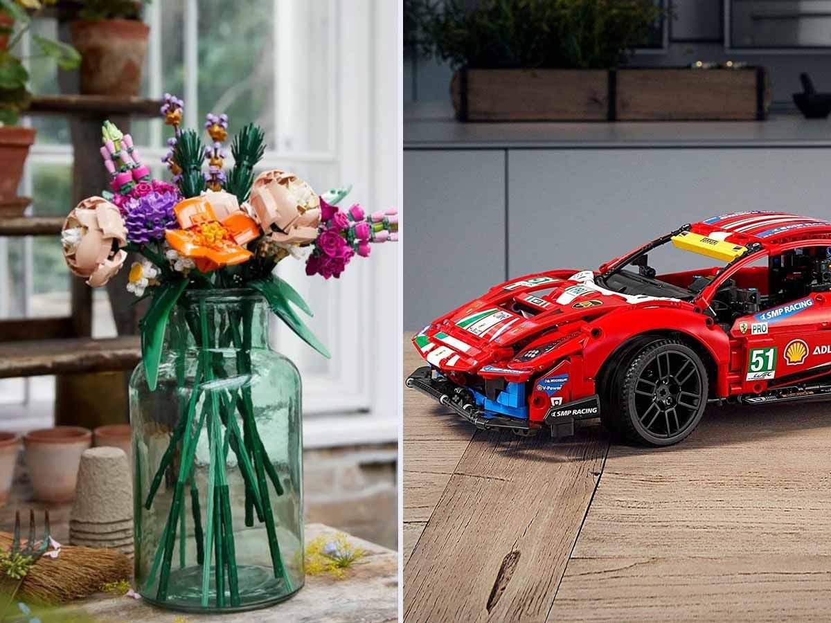 Unter den Lego-Neuheiten 2021 findet man zum Beispiel diesen dekorativen Blumenstrauß oder den Ferrari 488 GTE von Lego Technic.