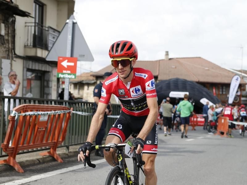 Simon Yates aus Großbritannien führt die 73. Spanien-Rundfahrt erneut an. Foto: Yuzuru Sunada/BELGA
