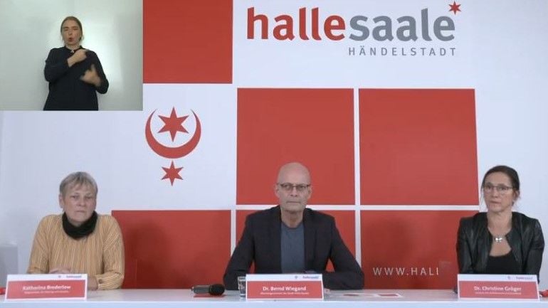 Video-Pressekonferenz der Stadt Halle am 13. Oktober 2020