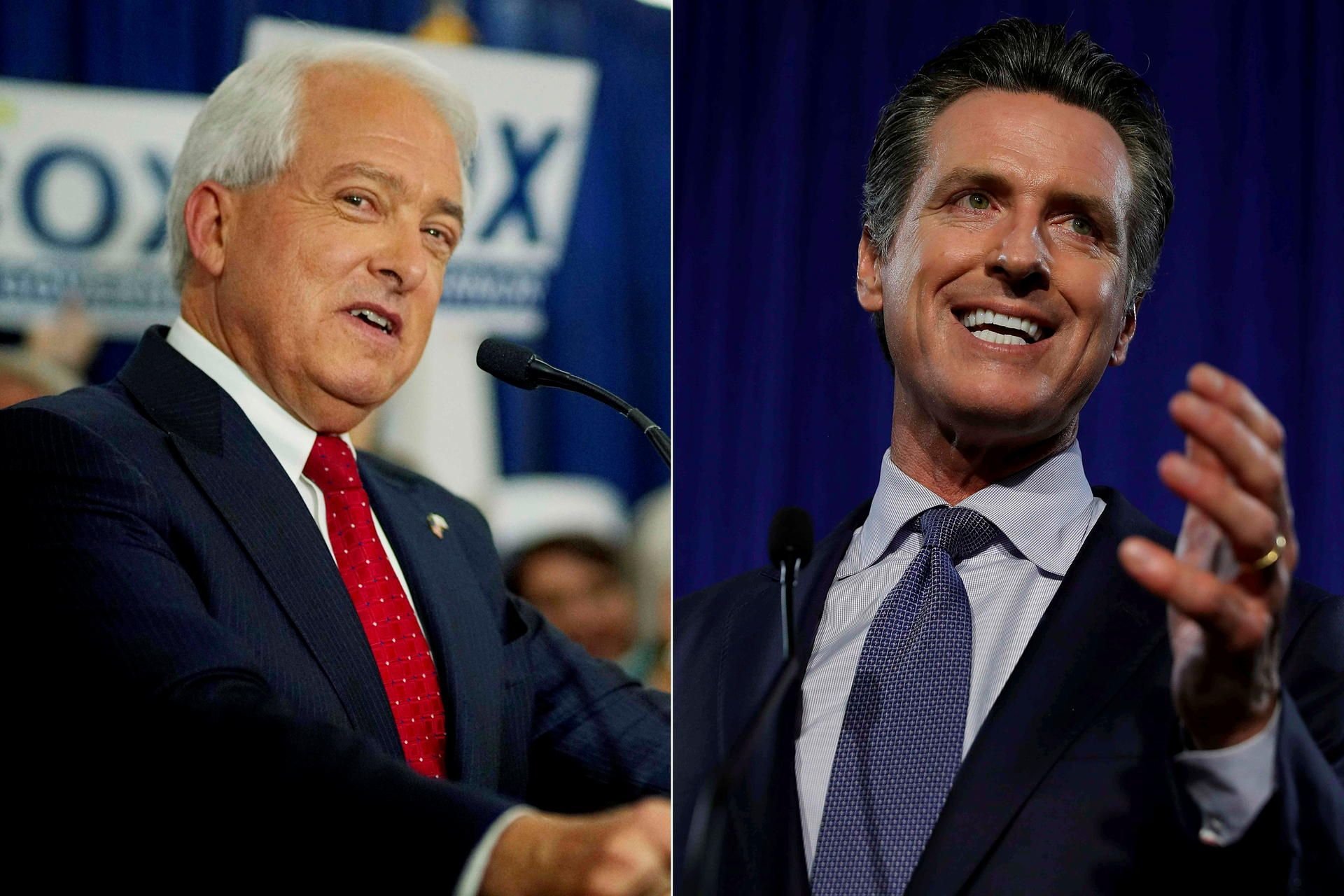 Der ultrarechte Multimillionär John Cox (l.) und der bisherige demokratische Vize-Gouverneur Gavin Newsom.