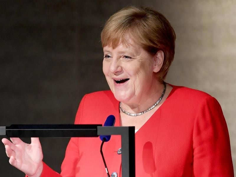 Bundeskanzlerin Angela Merkel bei der Eröffnung der James-Simon-Galerie auf der Museumsinsel. Foto: Britta Pedersen