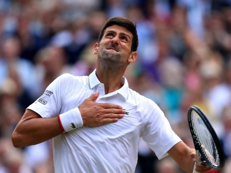 Novak Djokovic feiert seinen Sieg im Finale von Wimbledon. Foto: Mike Egerton/PA Wire