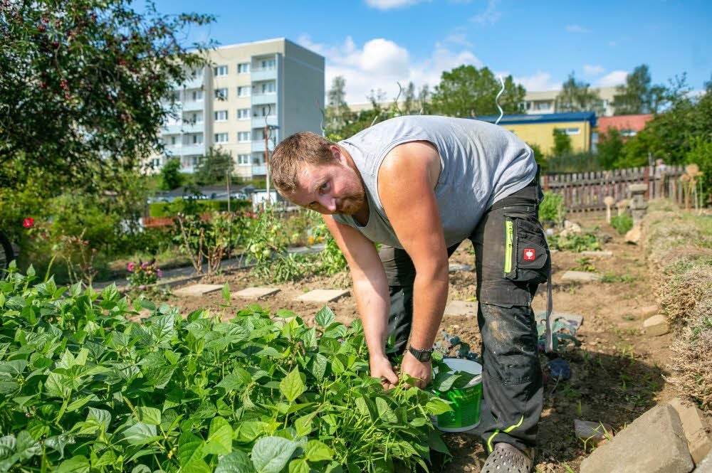 Marcel Wachtel sagt, dass ihm Gartenarbeit Zeit zum Nachdenken gibt.